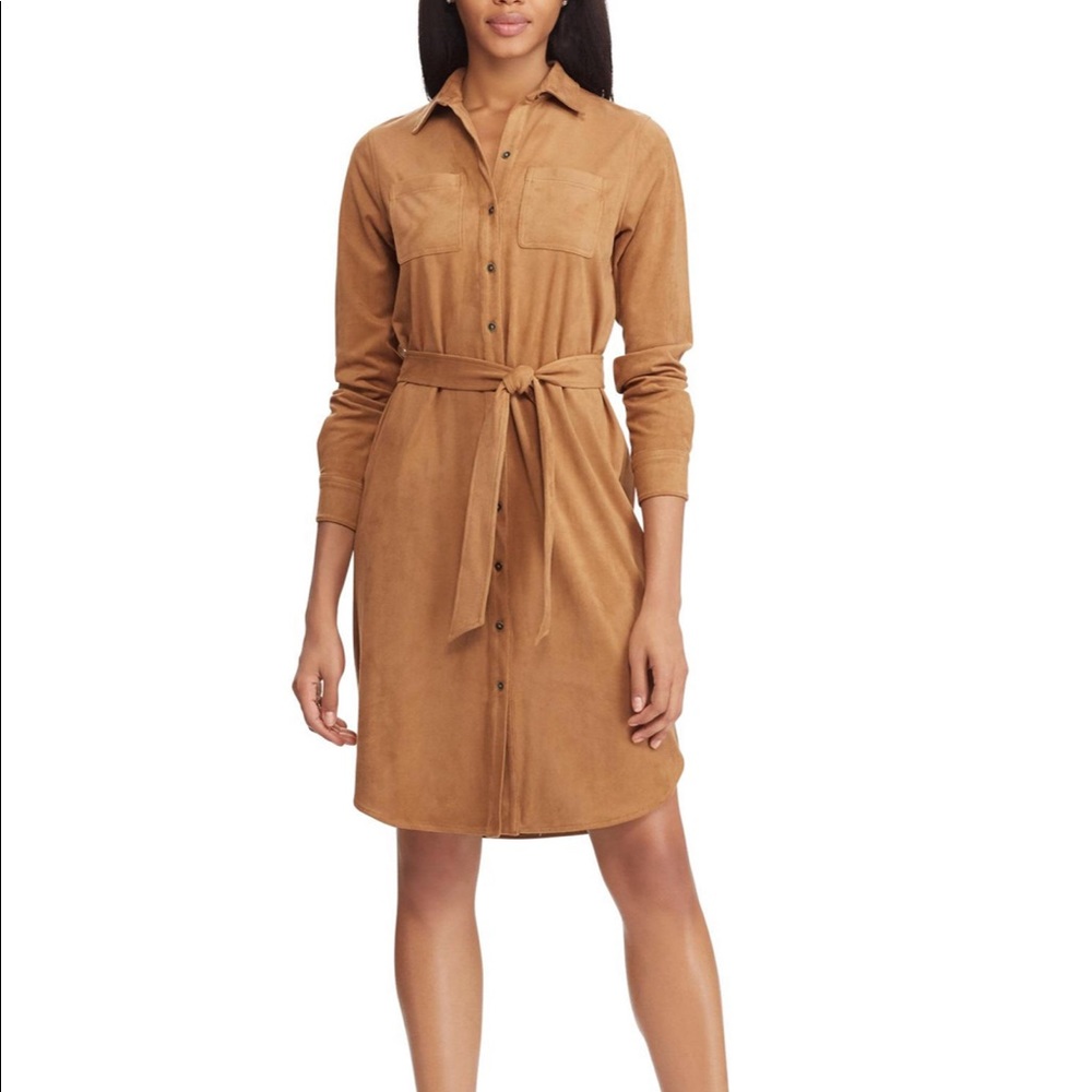 Chaps Camel Suede Shirtdress Size Small